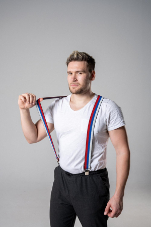 Подтяжки рифленые флаг РФ, красный, белый, синий - интернет магазин Полигон