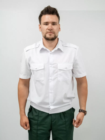 Рубашка РЖД, мужская, короткий рукав, цвет белый - интернет магазин Полигон