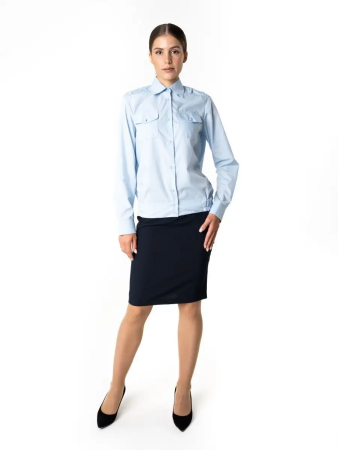 Рубашка Полиция, цвет бледно-голубой, женская, длинный рукав - интернет магазин Полигон