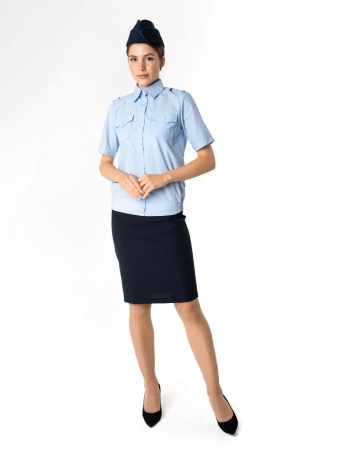 Рубашка Полиция, цвет бледно-голубой, женская, короткий рукав - интернет магазин Полигон