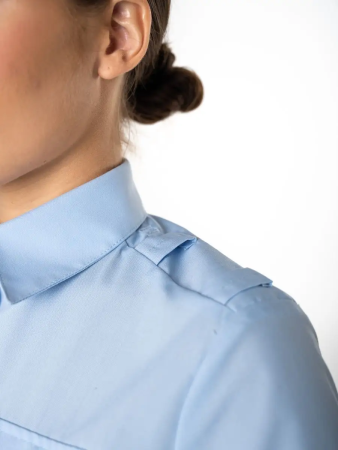 Рубашка Полиция, цвет бледно-голубой, женская, короткий рукав - интернет магазин Полигон