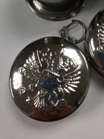 Складной стакан с карабином "Герб РФ", 150 мл - интернет магазин Полигон