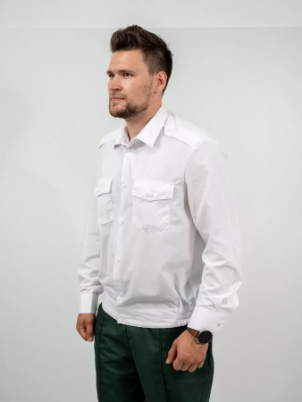 Рубашка РЖД, мужская, длинный рукав, цвет белый - интернет магазин Полигон