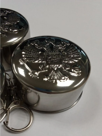 Складной стакан с карабином "Герб РФ", 150 мл - интернет магазин Полигон