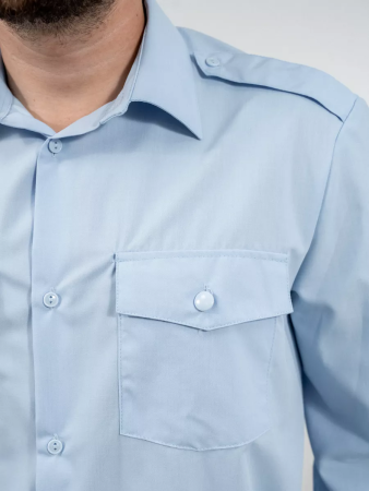 Рубашка РЖД бледно-голубая мужская, длинный рукав - интернет магазин Полигон