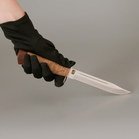 Нож Златоуст "Разведчика", черный, сталь 95х18, кожа - интернет магазин Полигон