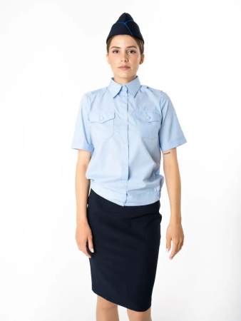 Рубашка Полиция, цвет бледно-голубой, женская, короткий рукав - интернет магазин Полигон