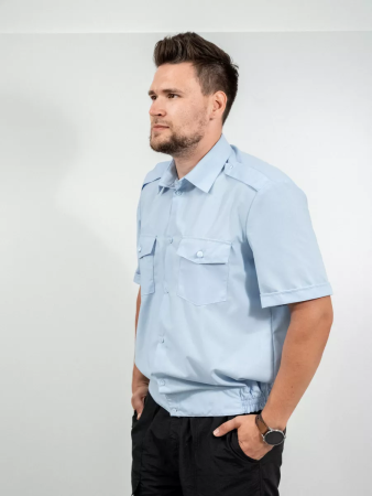 Рубашка РЖД, бледно-голубая мужская, короткий рукав - интернет магазин Полигон