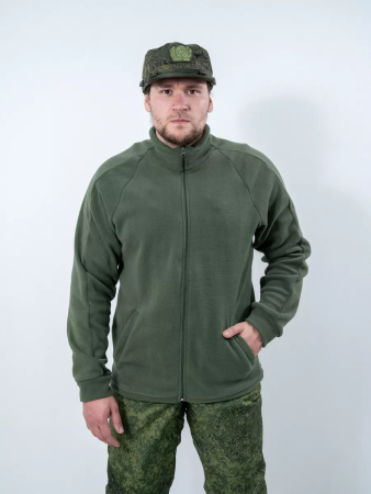 Толстовка на молнии, оливковый, флис - интернет магазин Полигон