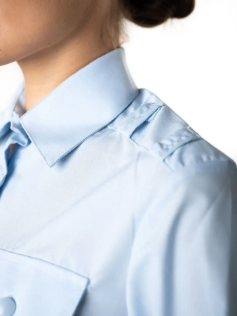 Рубашка Полиция, цвет бледно-голубой, женская, длинный рукав - интернет магазин Полигон