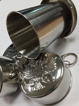 Складной стакан с карабином "Герб РФ", 150 мл - интернет магазин Полигон