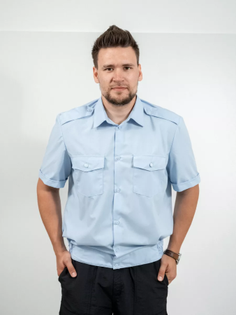 Рубашка РЖД, бледно-голубая мужская, короткий рукав - интернет магазин Полигон