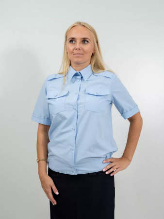 Рубашка РЖД, бледно-голубая, женская, короткий рукав - интернет магазин Полигон