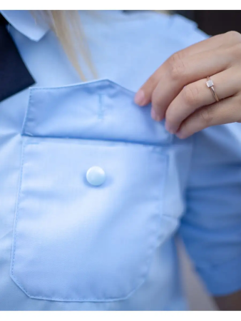 Рубашка Полиция, цвет бледно-голубой, женская, короткий рукав - интернет магазин Полигон